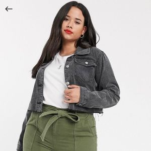 ASOS Cropped Black Denim Jacket Size US 16